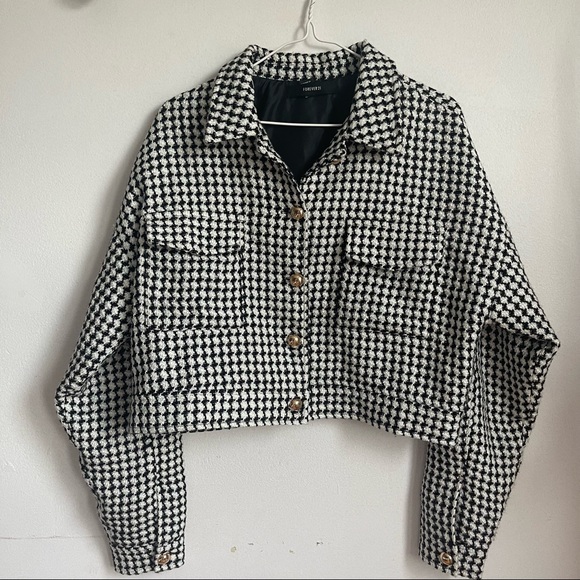 Forever 21 Black&White- tweed Cropped Blazer - Picture 3 of 5